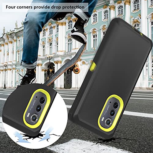 Compatible with Motorola Edge (2022) Case, with Belt Clip Holster Heavy Duty Rugged Shockproof Full Body Protection Kickstand Phone case for Motorola Edge (2022) (Black+Yellow) - color: Black+Yellow