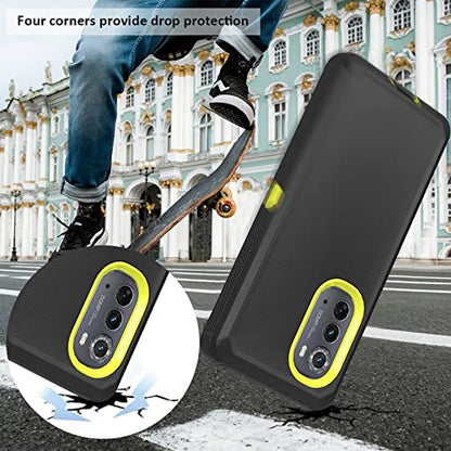Compatible with Motorola Edge (2022) Case, with Belt Clip Holster Heavy Duty Rugged Shockproof Full Body Protection Kickstand Phone case for Motorola Edge (2022) (Black+Yellow) - color: Black+Yellow