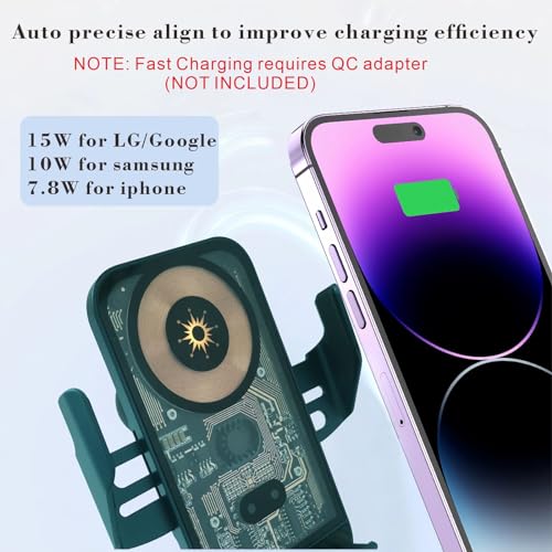 Wireless Car Charger Mount, 15W Fast Charging Auto Clamping Car Charger holder For iPhone/Samsung For IPhone 18 Pro Max 17 16 15 14 13 12 Pro,Samsung Galaxy S26 Ultra S25 S24 Ultra S23 S22 Pixel 11 10