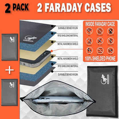 Faraday Bag Anti-Tracking GPS RFID Car Key Signal Blocker Wallet Shielding Pouch Protective Case for Cell Phone Car Key FOB, Data Privacy, Electronic Device Security (2 PACK - POCKET GRAY) - color: 2 PACK - POCKET GRAY