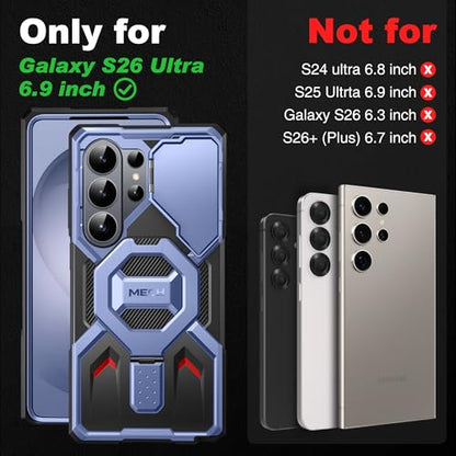 TONGATE Magnetic Stand for Samsung Galaxy S26 Ultra Case, Compatible with Magsafe, [Camera Cover & 2 Front Frames][Drop Protection] S26 Ultra Case Built-in Screen Protector & Belt Clip, Blue - color: Blue