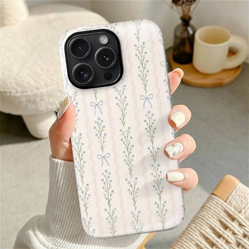 Magnetic for iPhone 15 Pro Case,[Compatible with Magsafe] Dual Layer Protective Heavy Duty Shockproof Rugged Drop Protection Bumper Hybrid Case - Blue Bow Stripes - color: Blue Bow Stripes, size: iPhone 15 Pro