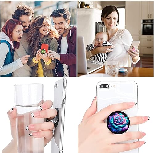 6 Pack Cellphone Phone Grip and Smartphones Stand, Collapsible Cell Phone Expanding Holder for Phone - Purple Pink Heart Black