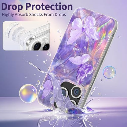 Compatible with iPhone 12 Pro Max Case,with [Shockproof Protective][Camera Protection] Cute Butterfly Aesthetic Phone Cover Anti-Yellowing Soft Slim Cover for Women Girl-Purple - color: Purple Butterfly, size: iPhone 12 Pro Max