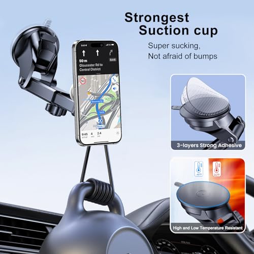 Car Mount for Pop Socket, Dashboard Windshield Car Phone Holder Compatible with Popsocket, Powerful Suction Cup Car Phone Mount Fits All Smartphones with Pop Grip - style: Extended Socket Mount