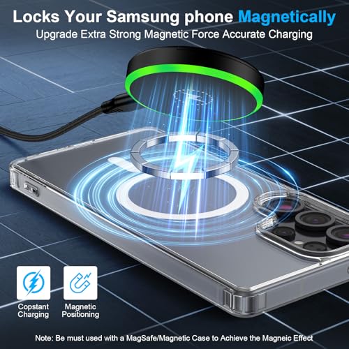 25W Magnetic Wireless Charger for Samsung Galaxy S26 Ultra/S26 Plus/S25/S24/S23/S22/S21/S20 Plus/Magnetic MagSafe Fast Charging Pad for iPhone 17 Pro Max/17e/16/15/14/13/12 Series/AirPods 4/3/2/Pro - color: Black