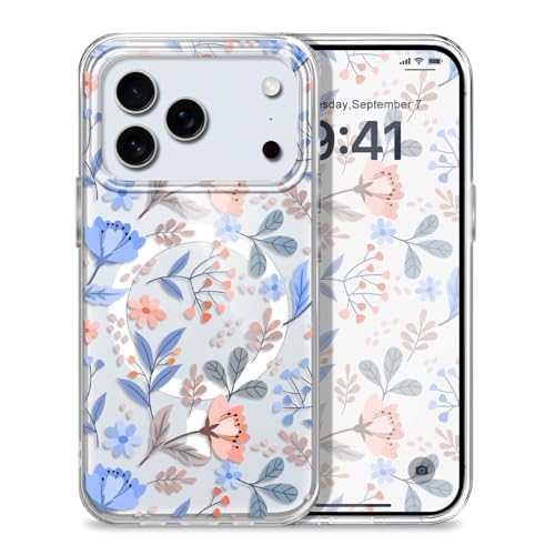 for iPhone 17 Pro Max Case, Ultra Thin Magnetic Hard Clear Compatible with MagSafe for iPhone 17 Pro Max Phone Cover 6.9 inch, Flower Branch - color: Flower Branch, size: for iPhone 17 Pro Max