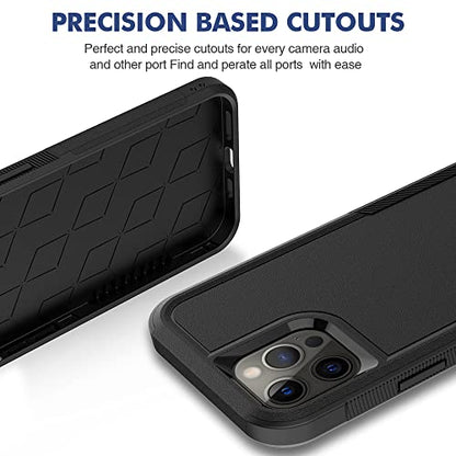 Heavy‑Duty Rugged Anti‑Drop Shockproof Protective Phone Case for iPhone 12 Pro Max, Durable Protective Shell, Black - color: Black, size: iPhone 12 Pro Max