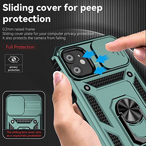 for iPhone 11 Case,with Screen Protectors and Camera Cover,[Military Grade] 16ft.Drop Tested Cover with Magnetic Kickstand Protective Case for iPhone 11 6.1 inch, Green - color: Green