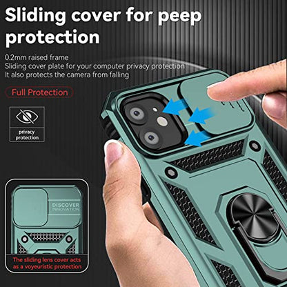 for iPhone 11 Case,with Screen Protectors and Camera Cover,[Military Grade] 16ft.Drop Tested Cover with Magnetic Kickstand Protective Case for iPhone 11 6.1 inch, Green - color: Green