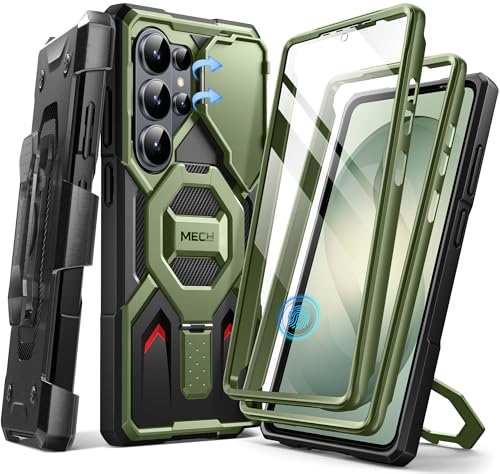 TONGATE Magnetic Stand for Samsung Galaxy S26 Ultra Case, Compatible with Magsafe, [Camera Cover & 2 Front Frames][Military Drop Protection] S26 Ultra Case Built-in Screen Protector & Belt Clip, Olive - color: Olive Green