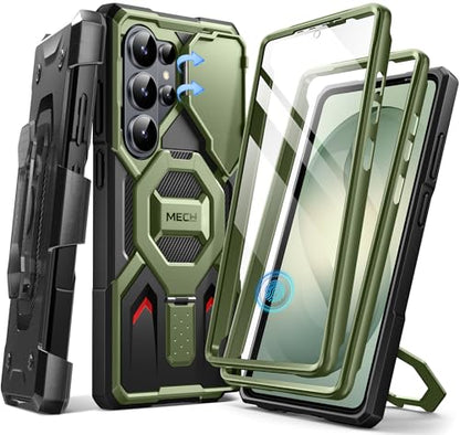 TONGATE Magnetic Stand for Samsung Galaxy S26 Ultra Case, Compatible with Magsafe, [Camera Cover & 2 Front Frames][Military Drop Protection] S26 Ultra Case Built-in Screen Protector & Belt Clip, Olive - color: Olive Green