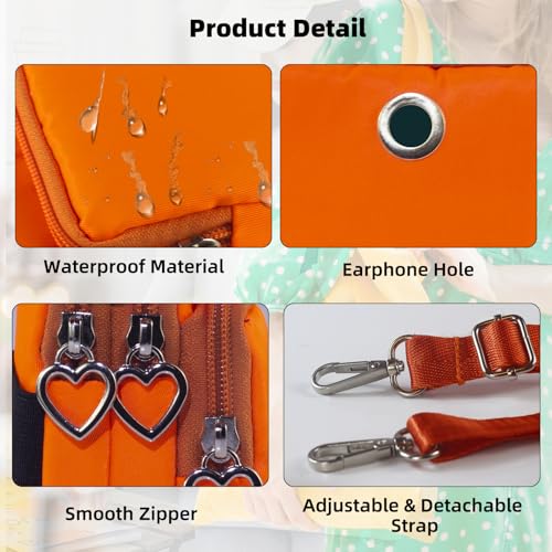 Small Crossbody Bag for Women - Mini Phone Purses with Crossbody Strap and Wallet - Nylon Arm Bag - color: A-orange