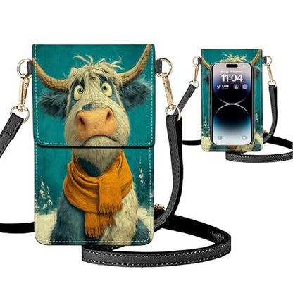 Small Crossbody Bags for Women Touchscreen Cell Phone Bag Cross Body Purses with adjustable Strap,Gifts For Teenage Girls - color: Cute & Funny Highland Cow