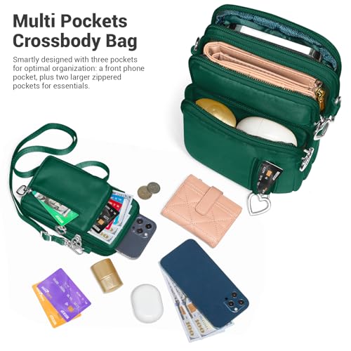 YINHEXI Small Crossbody Bags for Women Trendy, Mini Triple Compartment Cell Phone Crossbody Wallet Purses - color: Dark Green-2