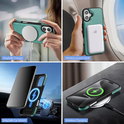 SkyEagle Compatible with MagSafe iPhone 16 Plus Wallet Case,Blue Green - color: Blue Green, size: iPhone 16 Plus - 6.7"
