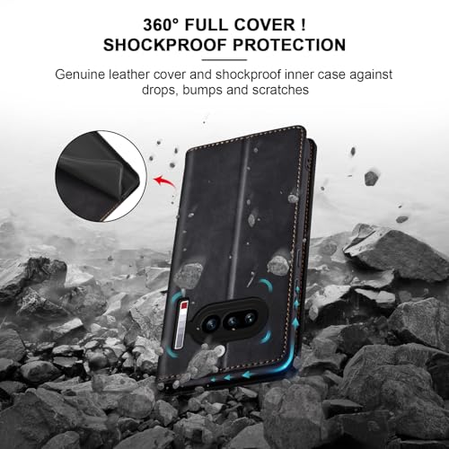 Jasonyu Flip Wallet Case for Nothing Phone 4a 5G,Black | PU Leather Magnetic Folio Cover,with Card Holder,Kickstand,TPU Shockproof,Durable,Protective Phone Case - color: Black, size: Nothing Phone 4a