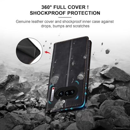 Jasonyu Flip Wallet Case for Nothing Phone 4a 5G,Black | PU Leather Magnetic Folio Cover,with Card Holder,Kickstand,TPU Shockproof,Durable,Protective Phone Case - color: Black, size: Nothing Phone 4a
