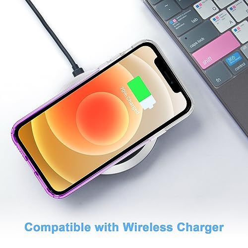 JJGoo Compatible with iPhone 12 Case & iPhone 12 Pro Case Clear, Soft Transparent Shockproof Protective Slim Thin Bumper Phone Cover for 12 and 12 Pro - 6.1 inch, Purple Gradient - color: Gradient Purple