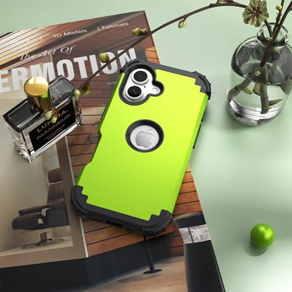IDweel for iPhone 17 Case with Screen Protector for Women, 3 in 1 Shockproof Slim Fit Hybrid Heavy Duty Hard PC Cover Soft Silicone Bumper Full Body Anti-Fingerprint Case, Green/Black - color: Green/Black