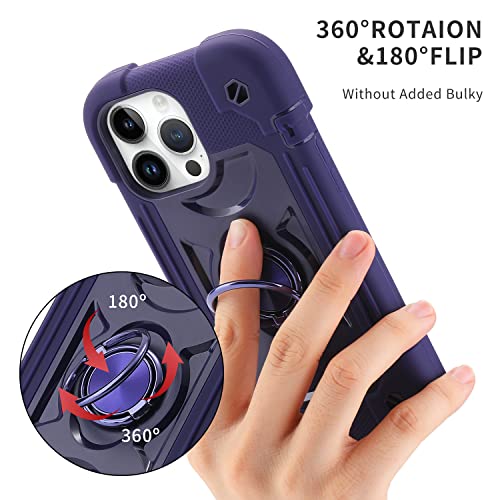MARKILL Compatible with iPhone 13 Pro Max Case 6.7 Inch with Ring Stand, Heavy-Duty Military Grade Shockproof Phone Kids Cover for iPhone 13 Pro Max - color: Deep Purple, size: iPhone 13 Pro Max 6.7"