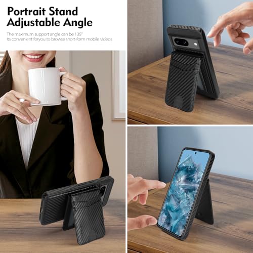 SkyEagle Compatible Magsafe 2 in 1 Detachable Google Pixel 8 Wallet Case with Card Holder Women Men,Magnetic PU Leather RFID Blocking Flip Kickstand Credit Slots,Phone Case for Pixel 8 6.2",Black - color: Carbon Black, size: Google Pixel 8 - 6.2"