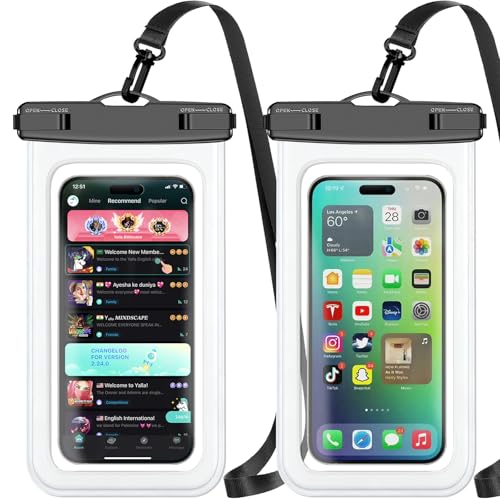 Waterproof Phone Pouch,2 Pack White Phone Waterproof Case,Cell Phone Dry Bag,Protection Level: IP68,Beach Cruise for Apple iPhone,Samsung,and More,Lanyard Included,(Fits Up to 8.3”),White - color: Multicolor,C,White