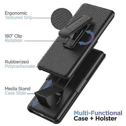 Encased for iPhone 15 Pro Case with Belt Clip Phone Holster and Kickstand Duraclip Series (Matte Black) - size: iPhone 15 Pro