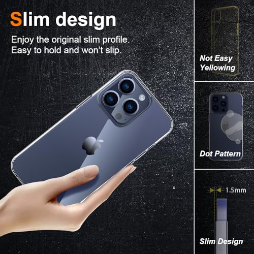 Silicone Clear iPhone 15 Pro Case,Ultra Thin with Comfort Grip | Soft Slim-Fit TPU iPhone 15 Pro Phone Cover,Non-Slip,Shockproof Protection,Scrath-Resistant - size: iPhone 15 Pro case