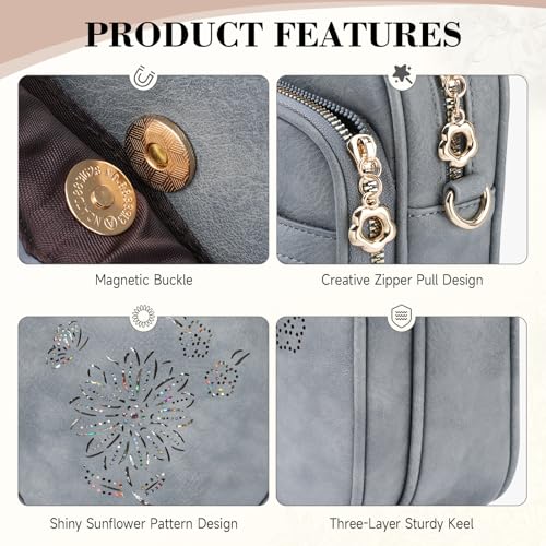 Small Crossbody Bags for Women, RFID Phone Purse with Card Slots, Triple Compartments Lightweight Shoulder Bag - color: 3-blue
