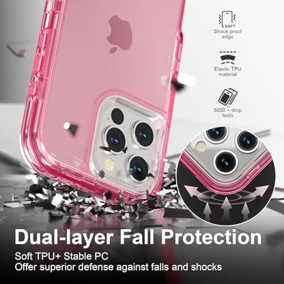 Follaroma for iPhone 16 Pro Max Case, Shockproof, Crystal Pink | Heavy Duty Shockproof Protection Phone Cases, Anti-Drop, Dual Layer Transparent Rugged Protective Cover, 6.9 inch - color: Pink, size: iPhone 16 Pro Max 6.9‘’