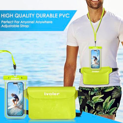 ivoler 2-Pack Waterproof Fanny Pack & Phone Pouch, Dry Bag for Passport, Phone & Wallet, Floating Waterproof Phone Case for Beach, Swimming, Kayaking, Boating, Cruise Essentials & Travel - color: Lime Green & Neon Lime