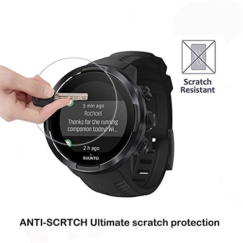 For Watch SUUNTO 9 Tempered Glass Screen Protector - [2 PACK] Full Coverage HD Clear Anti-Bubble Anti-Scratch for Clear Film Tempered Glass Screen Protector for Watch SUUNTO 9