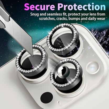 Camera Lens Protector for iPhone 15 Pro/15 Pro Max, Diamond Black - color: Diamond Black