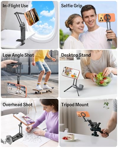 OMOTON TP02-Pro 5 in 1 Magnetic Phone Holder for Vlogging Essentials, Black - color: 1-Black