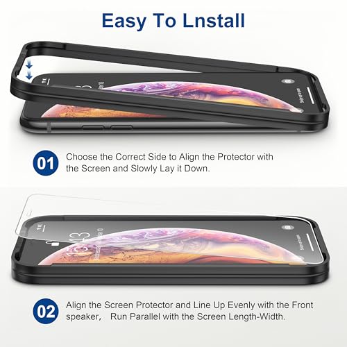 ImpactStrong Shatterproof Tempered Glass Screen Protector for iPhone 11 Pro/iPhone XS/iPhone X [Easy Installation Frame] [Bubble Free] [9H Hardness] [Full Coverage] Case Friendly, 5.8 Inch - (3-Pack) - size: iPhone 11 Pro/X/XS