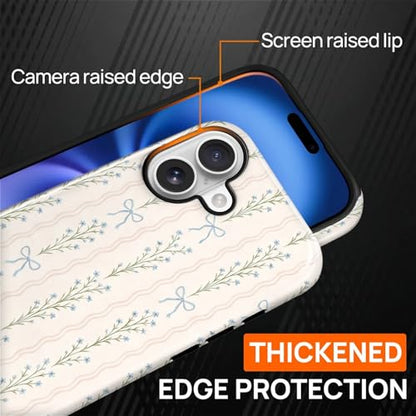 Magnetic for iPhone 17 Case,[Compatible with Magsafe] Dual Layer Protective Heavy Duty Shockproof Rugged Drop Protection Bumper Hybrid Case - Blue Bow Stripes - color: Blue Bow Stripes, size: iPhone 17
