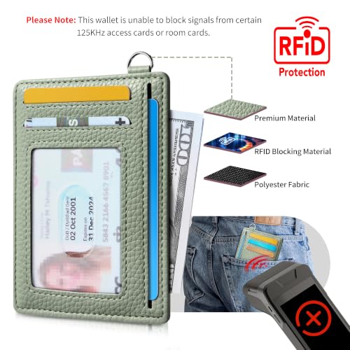 Mayski Slim Wallet, Credit Card Holder for Women, Minimalist Front Pocket RFID Blocking Card Cases, Small Wallet Women Men(Litchi Green) - color: Litchi Green