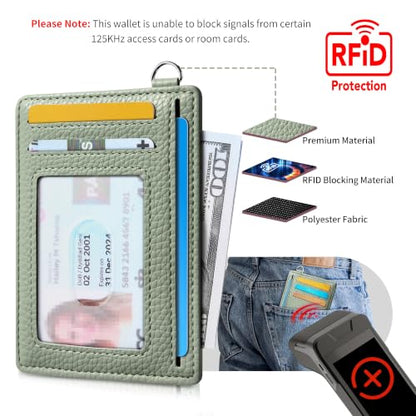Mayski Slim Wallet, Credit Card Holder for Women, Minimalist Front Pocket RFID Blocking Card Cases, Small Wallet Women Men(Litchi Green) - color: Litchi Green