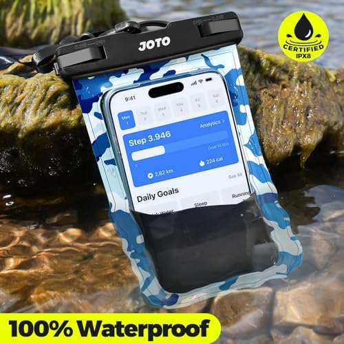 JOTO Up to 7" Universal Waterproof Phone Case for iPhone 17 Air 16 15 14 13 12 11 Plus Pro Max, IPX8 Cellphone Dry Bag XR X SE, Galaxy S23 S22 S21 S20+ S20 S10 Plus Note, Pixel -CamoBlue - color: CamoBlue, size: 1 Pack