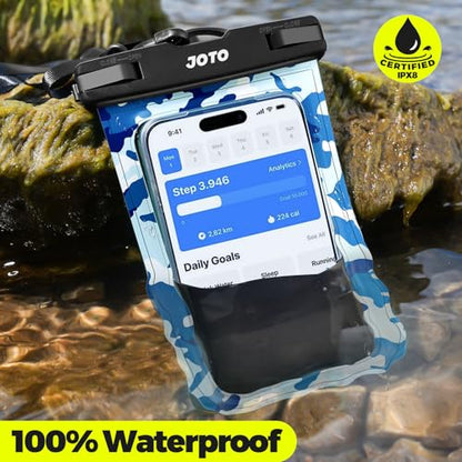 JOTO Up to 7" Universal Waterproof Phone Case for iPhone 17 Air 16 15 14 13 12 11 Plus Pro Max, IPX8 Cellphone Dry Bag XR X SE, Galaxy S23 S22 S21 S20+ S20 S10 Plus Note, Pixel -CamoBlue - color: CamoBlue, size: 1 Pack