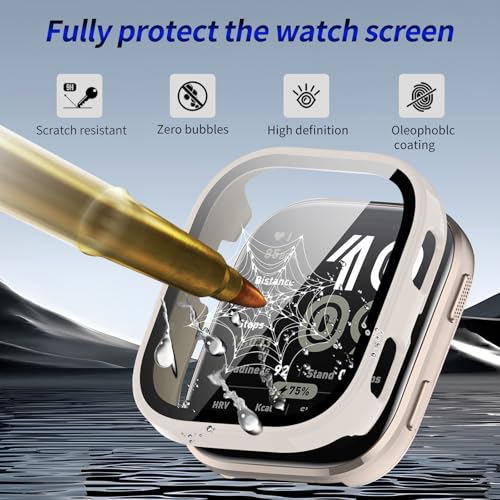 2 Pack for Amazfit Bip 6 Screen Protector Case - color: Beige+Beige