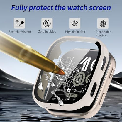 2 Pack for Amazfit Bip 6 Screen Protector Case - color: Beige+Beige