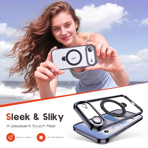 for Plating iPhone Air Case with Magnetic Stand,Black - color: Black, size: iPhone 17 Air