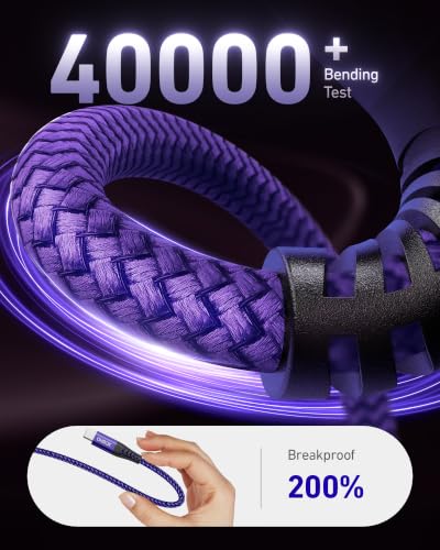 USB to USB C Cable Fast Charging [2 Pack 6FT], USB A to USB C Cable for Car - color: Purple, size: 6FT, style: USB A to USB C