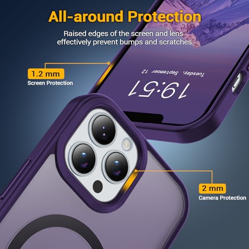 for iPhone 13 Pro Max Case, Compatible with Magsafe, Anti-Yellowing, Military-Grade Protection, Shockproof Slim Magnetic Phone Case Cover, Dark Purple - color: Dark Purple, size: iPhone 13 Pro Max