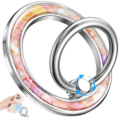 Magnetic Phone Ring, Compatible with MagSafe Phone Grip, Fish Conch - color: Fish Conch
