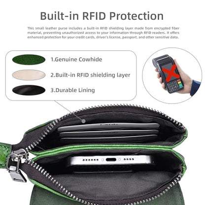 Iswee Rfid Blocking Small Crossbody Bag for Women Travel Classic Style | Genuine Leather,Adjustable Shoulder Strap,Fits 6.9" Phone,Anti-Theft Purse,Perfect for Daily Use and Weekend Travel - color: Green