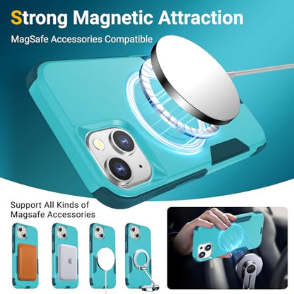 jaroco Magnetic for iPhone 13&14&15 Case Heavy Duty Rugged Dual-Layer Teal - color: Teal, size: iPhone 13&14&15