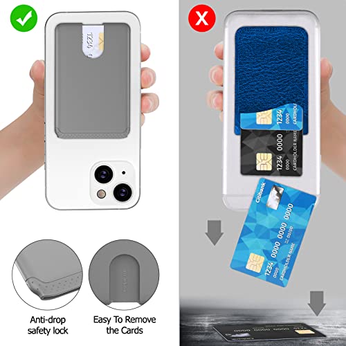 SHANSHUI Phone Wallet, 5 Pack Anti-Lost Design Sticky Silicone Phone Credit Card Holder Business Cards ID Card Pocket Compatible for iPhone, Android & Most Smartphones-3Pack Grey - color: Grey x3